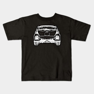 White Civic Type R Back View Line Art Kids T-Shirt